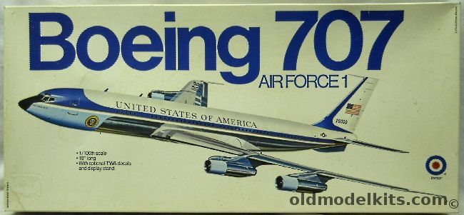 Entex 1/100 Boeing 707-32B (VC-137) - TWA or Air Force 1 Presidential Aircraft - with Clear Parts and Interior Details - (707), 8519 plastic model kit